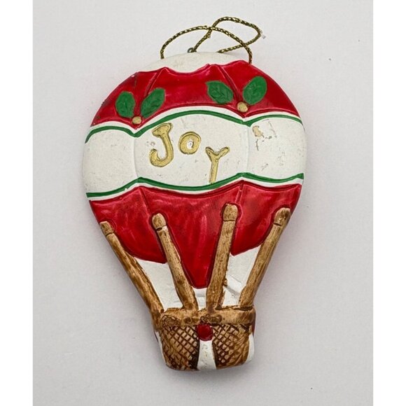 Vintage Santa Hot Air Balloon Christmas Ornament Ho Ho HO Joy Hand Painted - Picture 5 of 6